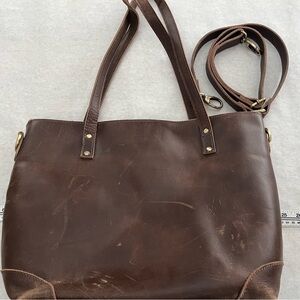 Montana Hudson Vintage Eva Leather Zip Tote - Dark Brown